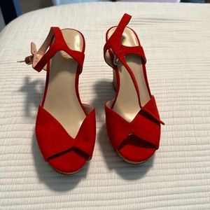 Red wedge sandals
